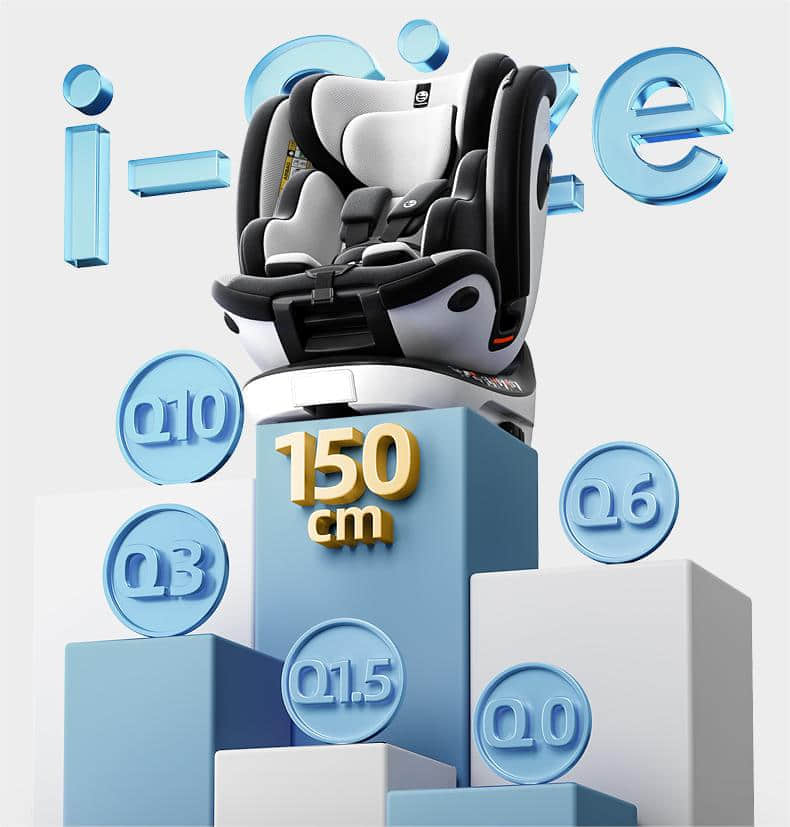 Convenient One-Handed 360° Rotate i-Size Car Seat